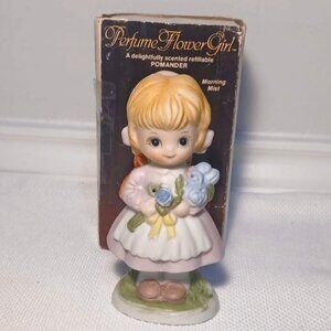 Vintage 1980 CMA Bisque Verona Vergasi Little Girl with Flowers Figurine 5"